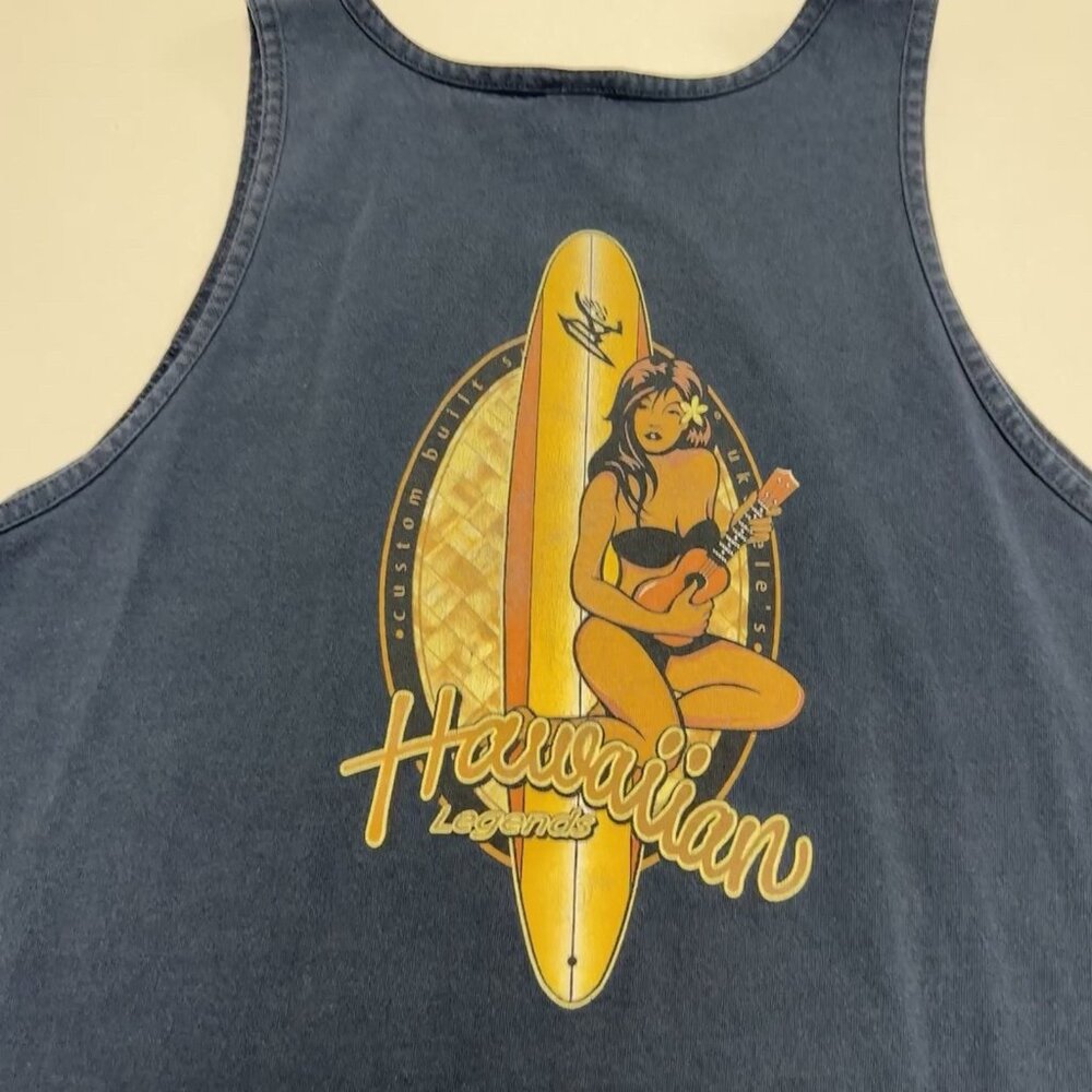 Vintage Y2K Hawaiian Legends Tank Top T Shirt Mens Large Blue Surfboard Girl